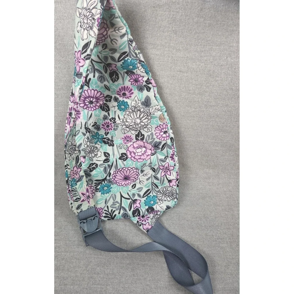 Vera Bradley Sling Backpack Crossbody Teal Purple Floral Travel Pockets Boho